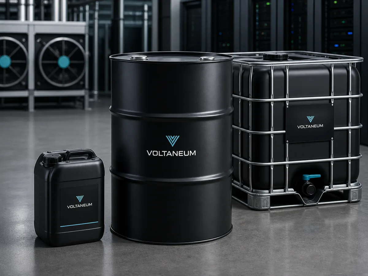 VOLTANEUM cooling fluid barrels and containers